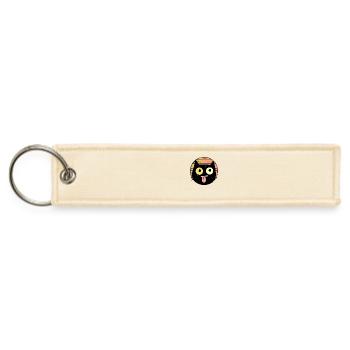 Funny black cat cute retro sunset face - Jet Tag Keychain - creme - Front