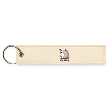 Sad Mood Cat – Cute Rainy Cloud Kitty - Jet Tag Keychain - creme - Front