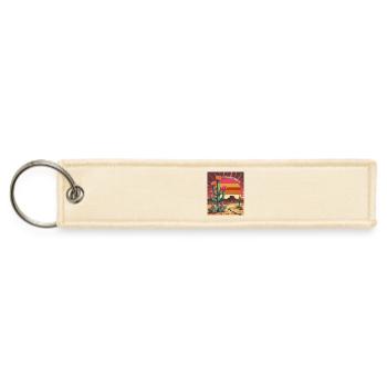 Desert cactus blooming under retro sunset T-shirt - Jet Tag Keychain - creme - Front