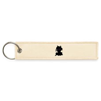 Mystical Cat Face with Purple Accents - Jet Tag Keychain - creme - Front