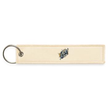 Fire-Infused Skull Dice Design - Jet Tag Keychain - creme - Front