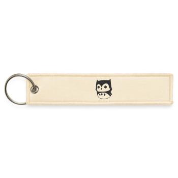 Kawaii Owl With Big Eyes Design - Jet Tag Keychain - creme - Front