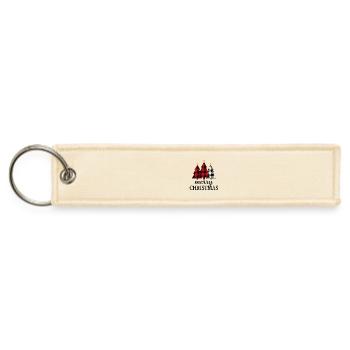 Vintage Cozy Merry Christmas Plaid Tree Seasonal - Jet Tag Keychain - creme - Front