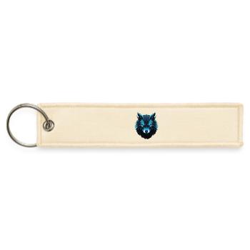 Neon Blue Mystic Wolf Head - Jet Tag Keychain - creme - Front