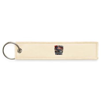 Red White & Truckin' Flag Trucker Patriot - Jet Tag Keychain - creme - Front