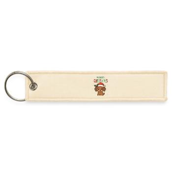 Cute Santa Puppy Merry Christmas Baby Romper - Jet Tag Keychain - creme - Front