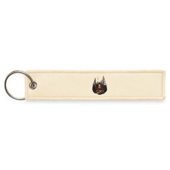 Vintage A Frame Cabin Woods Forest Nature Camping  - Jet Tag Keychain - creme - Front