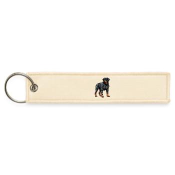 Rottweiler cyborg robot futuristic - Jet Tag Keychain - creme - Front
