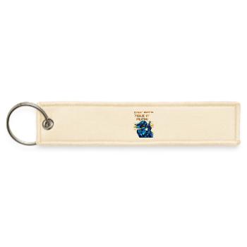 Futuristic Cyborg Ninja Design - Jet Tag Keychain - creme - Front