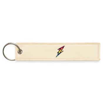 Colorful Black Cat Thunderbolt Patch - Jet Tag Keychain - creme - Front