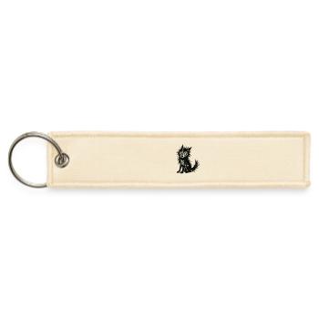 Ink Brush Anxious Dog - Jet Tag Keychain - creme - Front