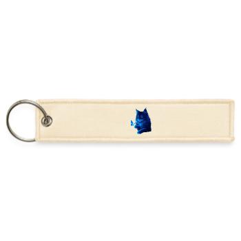 Azure Nebula Cat and Butterfly - Jet Tag Keychain - creme - Front
