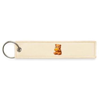 Cute Bear with Honey Bread - Jet Tag Keychain - creme - Front