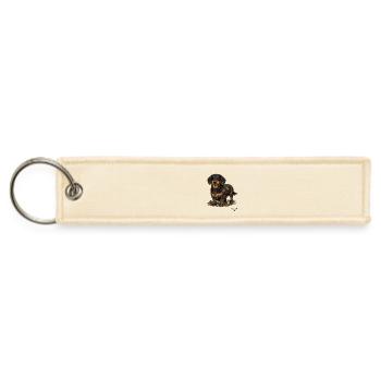 WOT! Dog Dachshund Covered in Mud - Jet Tag Keychain - creme - Front