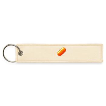 Bitcoin Orange Pill Consciousness Expansion - Jet Tag Keychain - creme - Front