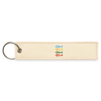Stylized Fishbone Designs In Bright Colors - Jet Tag Keychain - creme - Front