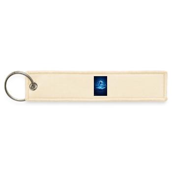 Blue Neon Bot Hovers - Jet Tag Keychain - creme - Front