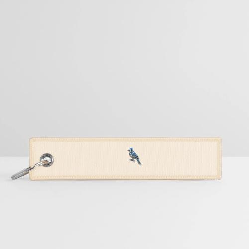 Silver Blue Jay on Perch - Jet Tag Keychain