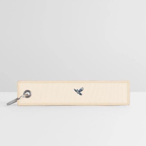 Silver Blue Jay in Flight - Jet Tag Keychain