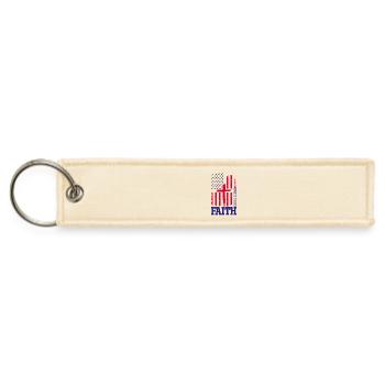 Faith Over Fear American Flag Patriotic Christian  - Jet Tag Keychain - creme - Front