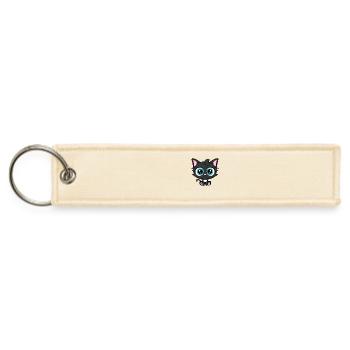 Black White Cat Kitten Adorable Kawaii - Blue Eyes - Jet Tag Keychain - creme - Front