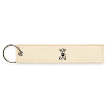 Wisdom Begins with Coffee. - Jet Tag Keychain - creme - Front