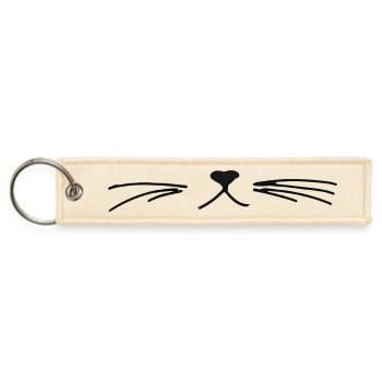 Minimal Cat Whisker Face - Jet Tag Keychain - creme - Front