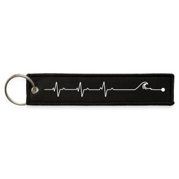 Pulse and Stethoscope Line Art - Jet Tag Keychain - black - Front