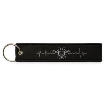 Bee Pulse EKG Line Art - Jet Tag Keychain - black - Front