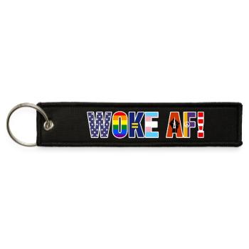 Woke AF Equality Pride Protest Design - Jet Tag Keychain - black - Front