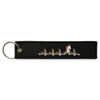 I see a new design: the Rugby Retro Heartbeat ECG  - Jet Tag Keychain - black - Front