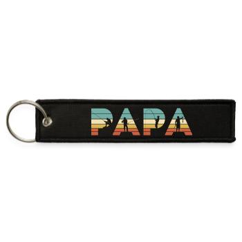 Papa Vintage Fishing Dad Angler Gift - Jet Tag Keychain - black - Front