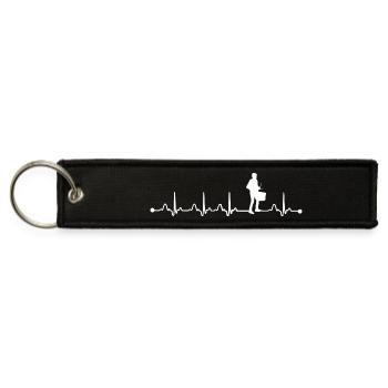 Snare Drum Kit Player Heartbeat ECG Funny Snare - Jet Tag Keychain - black - Front