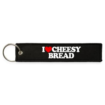 I Love Cheesy Bread Favorite Food Cheesy Bread - Jet Tag Keychain - black - Front