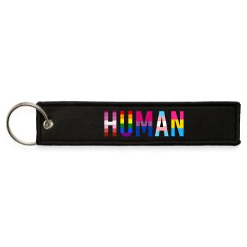 HUMAN LGBT Flag Gay Pride Month Transgender - Jet Tag Keychain - black - Front