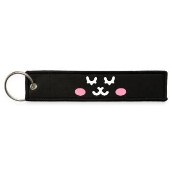Sleeping Cat Face white - Jet Tag Keychain - black - Front