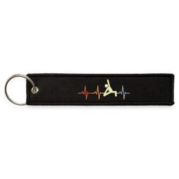 Yoga Lover Stickfigures Heartbeat - Jet Tag Keychain - black - Front