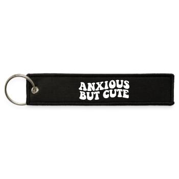 Anxious But Cute Retro Vibes - Jet Tag Keychain - black - Front