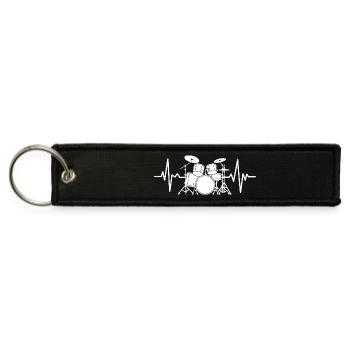 Heartbeat Drum Set Silhouette - Jet Tag Keychain - black - Front