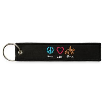 Peace Love Horses - Jet Tag Keychain - black - Front