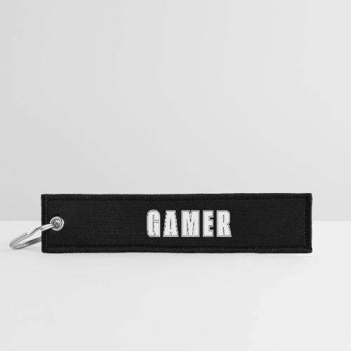 Gamer Collegiate White Text Design - Jet Tag Keychain