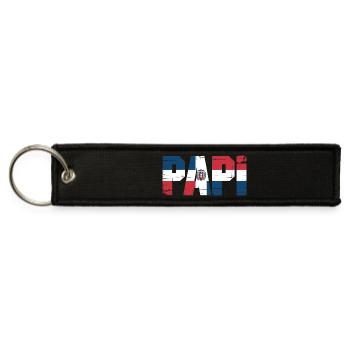 Papi Dominican Flag - Proud Dad From The Caribbean - Jet Tag Keychain - black - Front