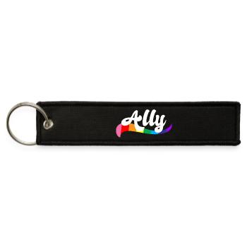 STRAIGHT ALLY FRIEND SUPPORT QUEER RIGHTS GAY LOVE - Jet Tag Keychain - black - Front