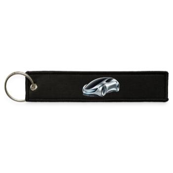 Silver and Black Futuristic Car - Jet Tag Keychain - black - Front