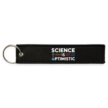 Science is Optimistic – Fun  T-Shirt - Jet Tag Keychain - black - Front