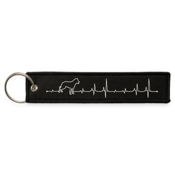 Heartbeat Stallion Line Art - Jet Tag Keychain - black - Front