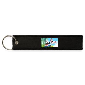 Panda and butterfly - Jet Tag Keychain - black - Front