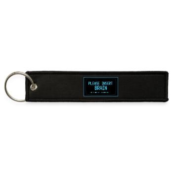 Please Insert Brain Retro Computer Funny  - Jet Tag Keychain - black - Front