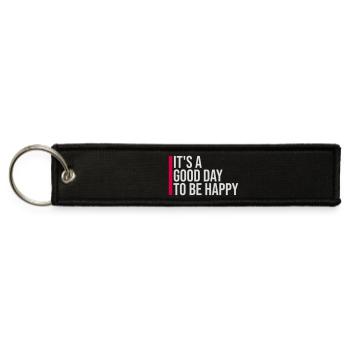 Good Day Be Happy Positive Vibes Motivation Quote - Jet Tag Keychain - black - Front