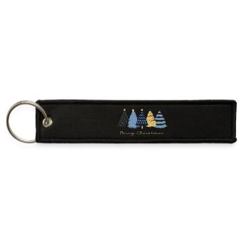 Watercolor Christmas Trees - Jet Tag Keychain - black - Front